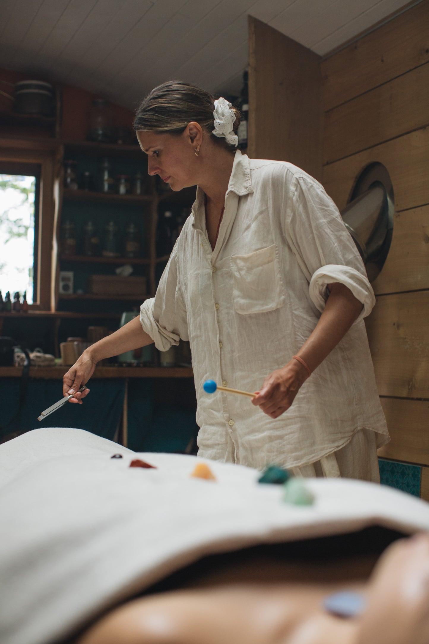 Energy healing treatment using crystals, sound and frequency