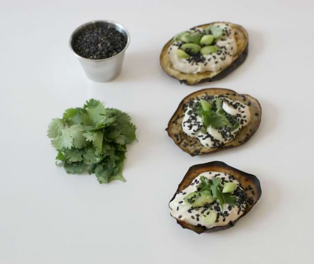 Kitchen table: Sesame tofu mousse with grilled aubergine