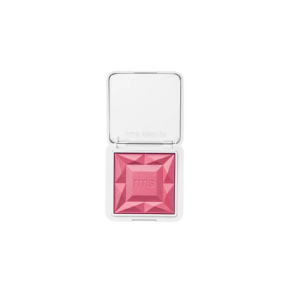 RMS Beauty diamond-shaped pink blush compact shown open against a plain white background.