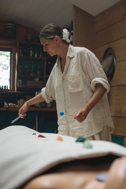 Energy healing treatment using crystals, sound and frequency