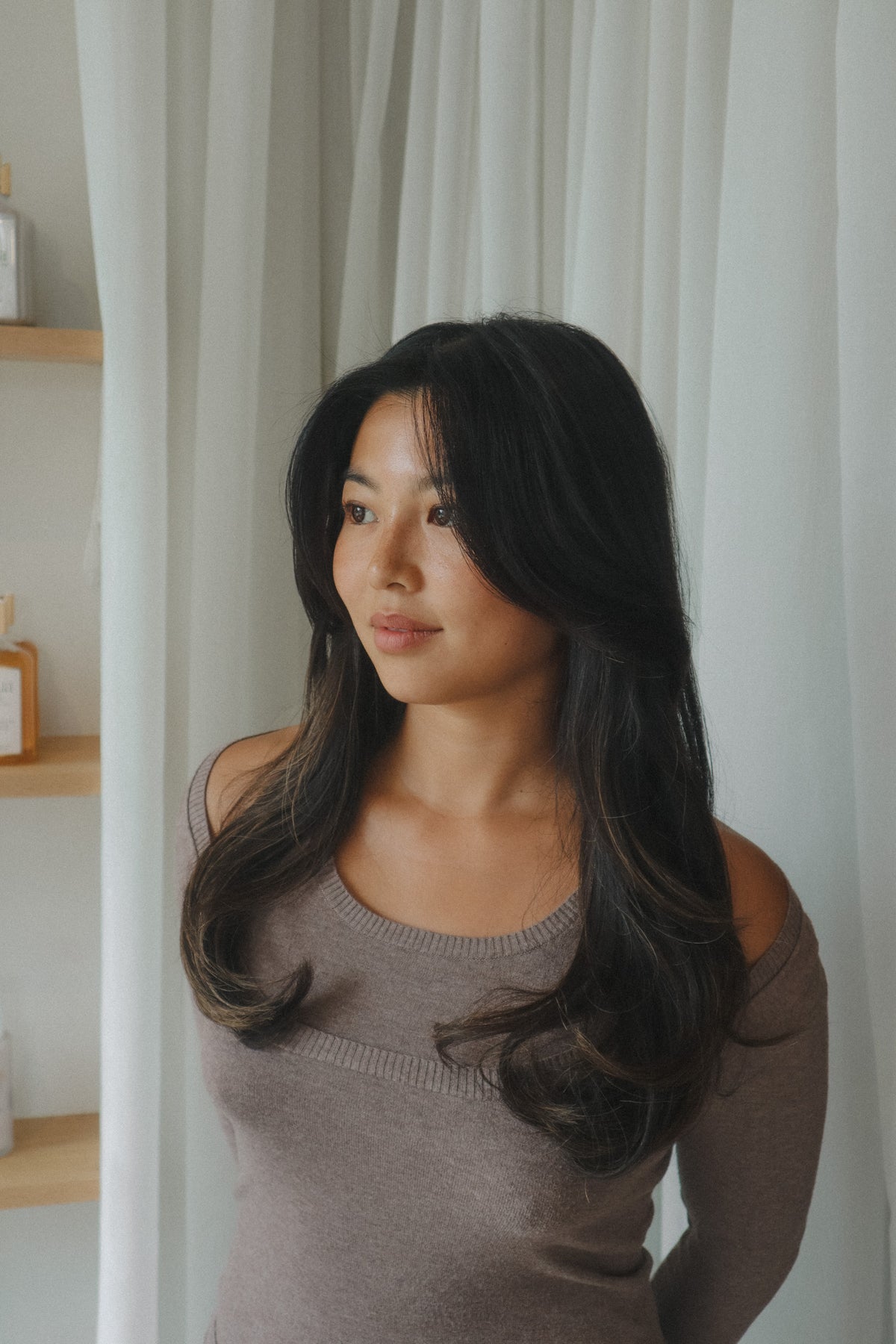 Glasshouse salon with thick hair and a bouncy blowdry 
