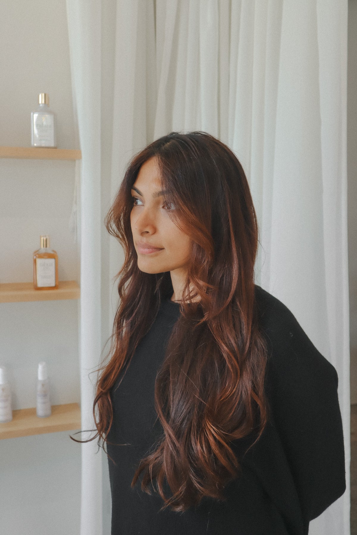Beautiful Long wavvy blowdried hair for Rahua Ritual