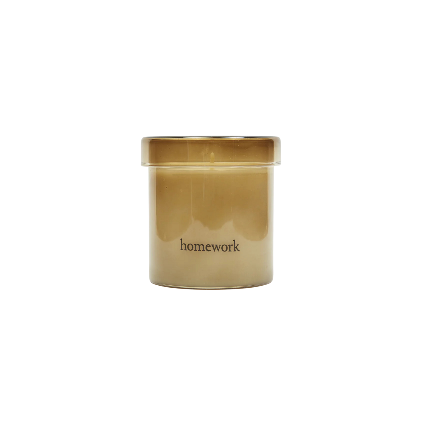 Jar labeled 'homework' with a gold lid on a white background
