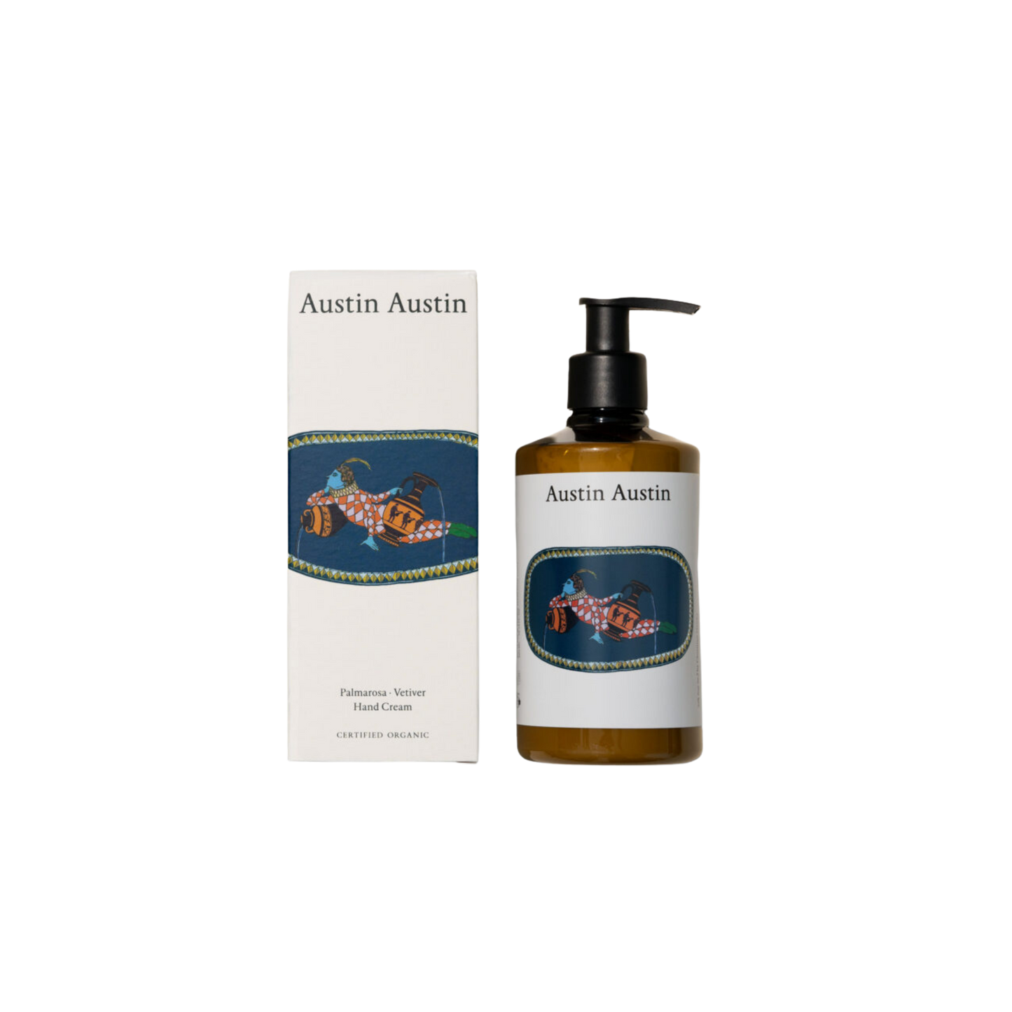 Limited Edition Austin Austin hand cream bottle and packaging on a white background