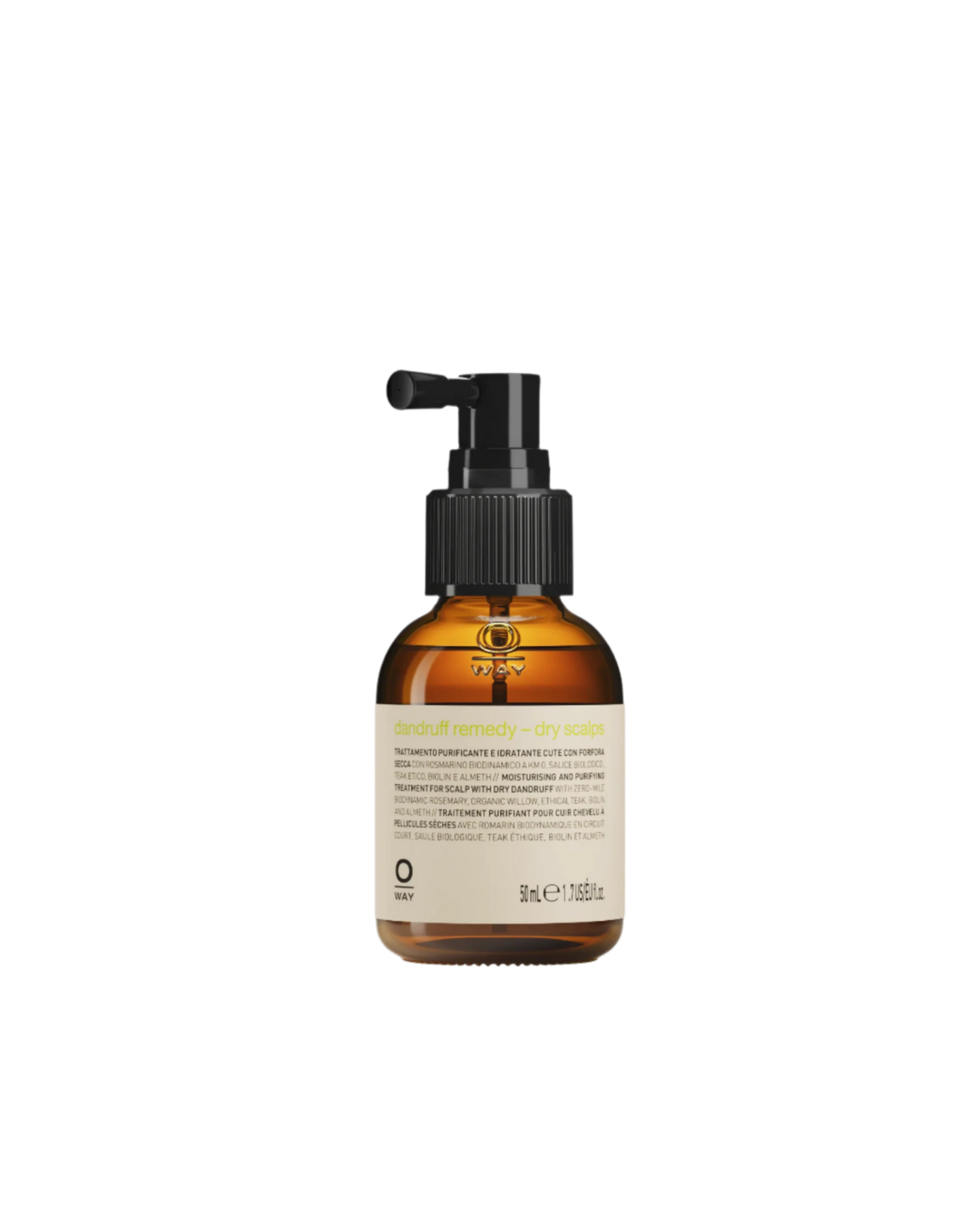 Oway Dandruff Remedy dry Scalps 50ml in sustainable amber glass bottle