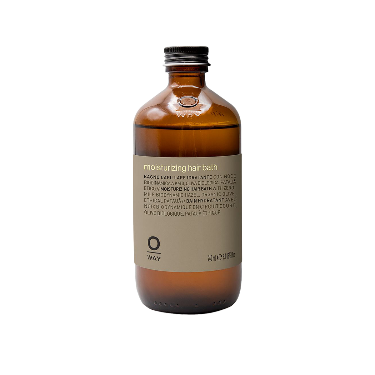 Oway Moisturising Hair Bath 240ml amber glass bottle