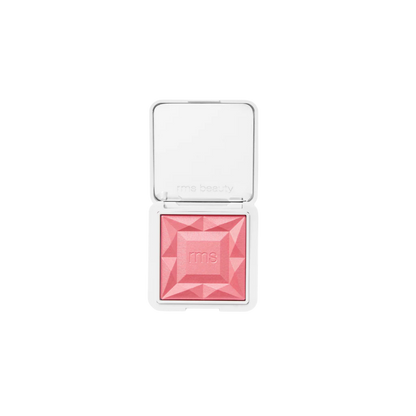 RMS Beauty ReDimension Hydra Powder Blush - French Rose-shaped pressed blush in a white compact with a clear lid, shown open on a white background.