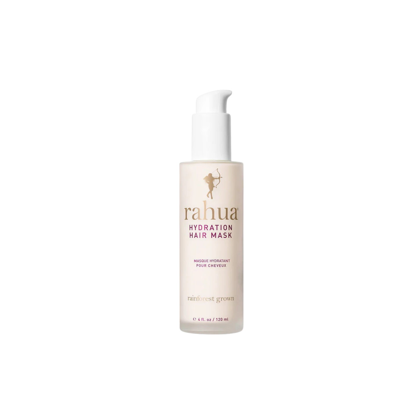 A bottle of Rahua Hydration Hair Mask with a white pump dispenser, shown against a plain white background.