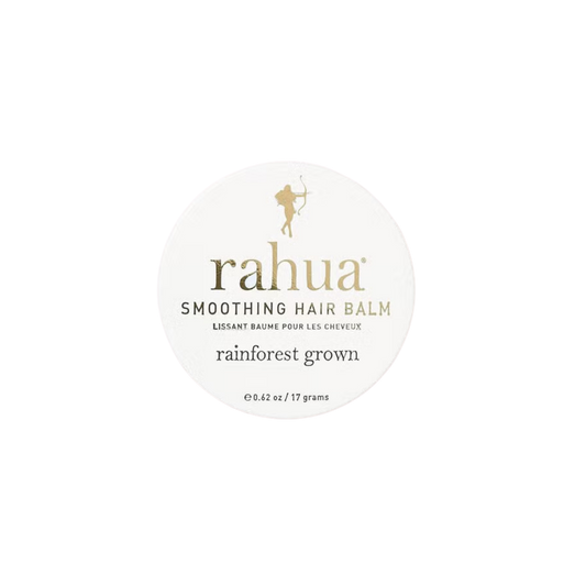 Rahua smoothing hair balm container on a white background