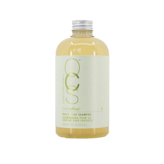 A bottle of Soothe Plus Scalp Care Shampoo by Organic Colour Systems, with a capacity of 300ml.