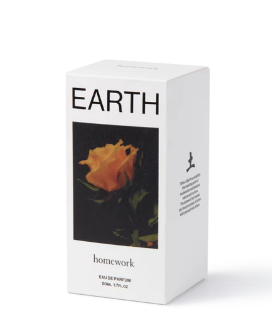 White box with 'EARTH' branding and a rose image on a white background