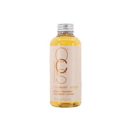A bottle of Organic Colour Systems Power Build Revamp hair treatment on glasshouse shop east london 