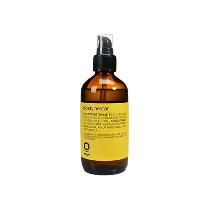 Oway Glossy Nectar 160ml amber glass bottle with pump dispenser