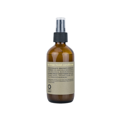 A spray bottle of Oway No-Rinse Moisturising Conditioner with organic and biodynamic ingredients.